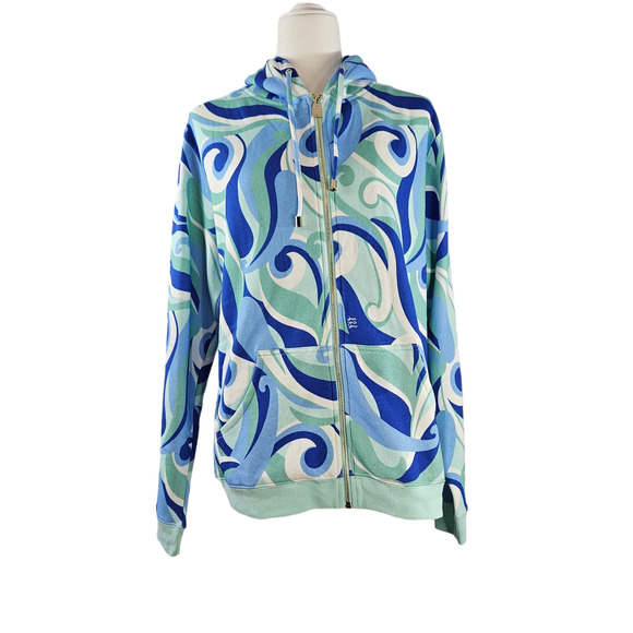 NWT Hill House The Allie Zip-Up Light Weight Jacket Sz. M Ocean Kaleidoscope - Picture 5 of 11